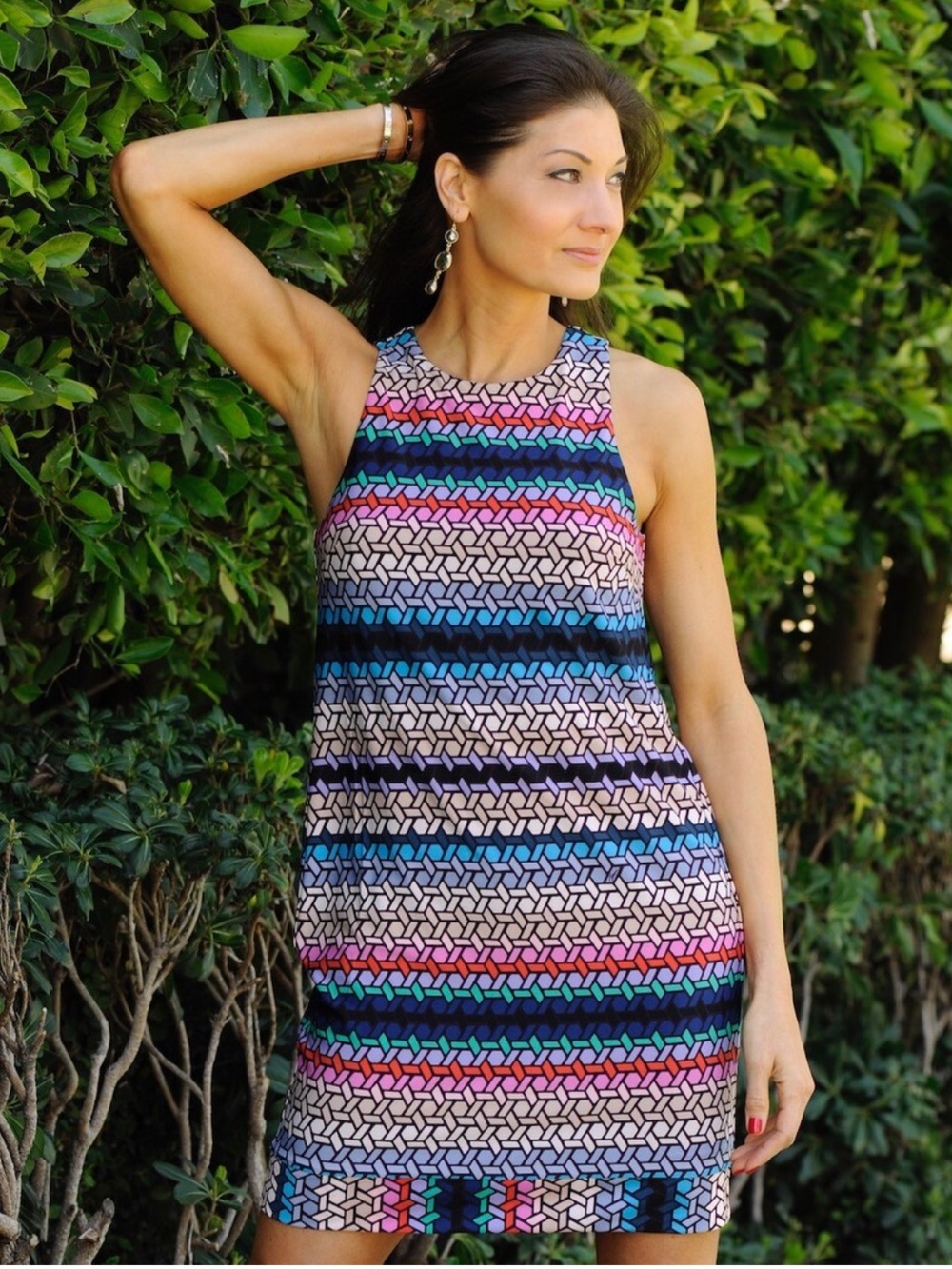 Trina Turk Macee Lupine Lattice print tank dress. Size: 8